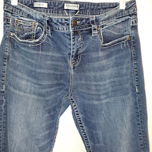Vigoss Straight Embroidered Pocket Denim Jeans - Picture 4 of 10